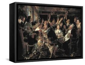 The Feast of the Bean King-Jacob Jordaens-Framed Stretched Canvas
