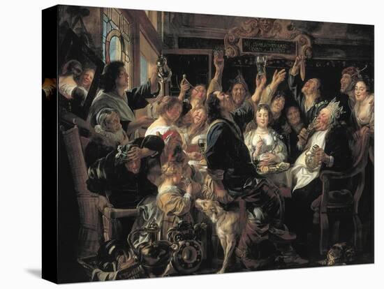 The Feast of the Bean King-Jacob Jordaens-Stretched Canvas