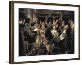 The Feast of the Bean King-Jacob Jordaens-Framed Art Print