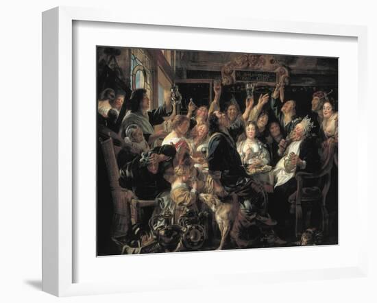 The Feast of the Bean King-Jacob Jordaens-Framed Art Print