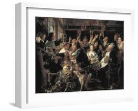 The Feast of the Bean King-Jacob Jordaens-Framed Art Print