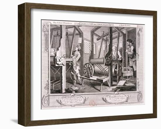 The Fellow Prentices at their Looms, Plate I of Industry and Idleness, 1747-William Hogarth-Framed Giclee Print