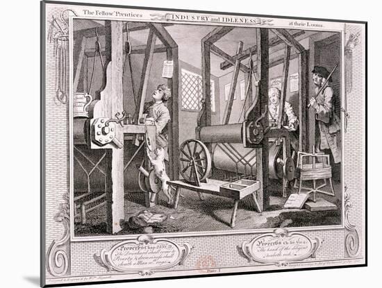 The Fellow Prentices at their Looms, Plate I of Industry and Idleness, 1747-William Hogarth-Mounted Giclee Print