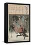 The female samurai warrior Tomoe Gozen with a poem by Emperor Koko, 1845-46-Ando or Utagawa Hiroshige-Framed Stretched Canvas