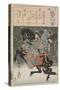The female samurai warrior Tomoe Gozen with a poem by Emperor Koko, 1845-46-Ando or Utagawa Hiroshige-Stretched Canvas