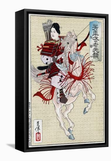 The Female Warrior Hangaku, Japanese Wood-Cut Print-Lantern Press-Framed Stretched Canvas