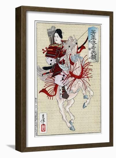 The Female Warrior Hangaku, Japanese Wood-Cut Print-Lantern Press-Framed Art Print