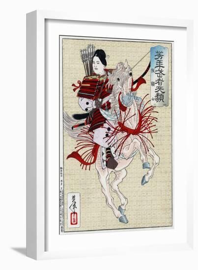 The Female Warrior Hangaku, Japanese Wood-Cut Print-Lantern Press-Framed Art Print