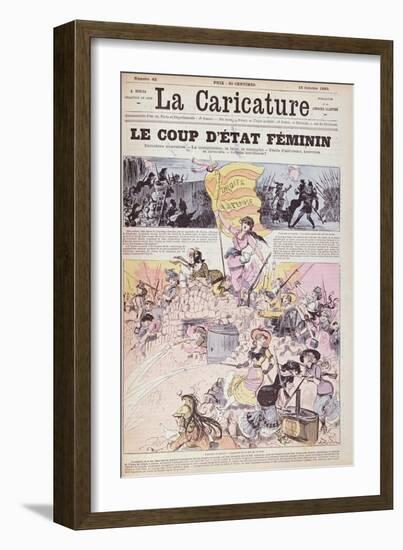 The Feminist Coup D'Etat', from 'La Caricature', October 1880-Albert Robida-Framed Giclee Print