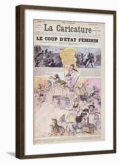The Feminist Coup D'Etat', from 'La Caricature', October 1880-Albert Robida-Framed Giclee Print