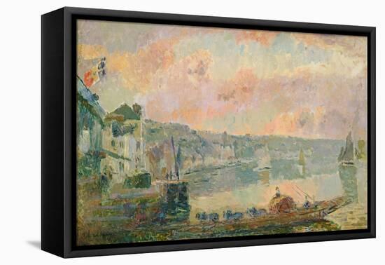 The Ferry at La Bouille-Albert-Charles Lebourg-Framed Stretched Canvas