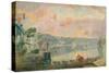 The Ferry at La Bouille-Albert-Charles Lebourg-Stretched Canvas