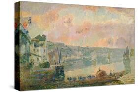 The Ferry at La Bouille-Albert-Charles Lebourg-Stretched Canvas