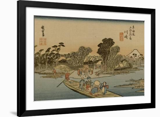 The Ferry from Kawasaki Travel Out to the Other Side, Mount Fuji in the Distance-Utagawa Hiroshige-Framed Art Print