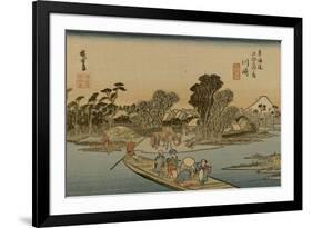 The Ferry from Kawasaki Travel Out to the Other Side, Mount Fuji in the Distance-Utagawa Hiroshige-Framed Art Print