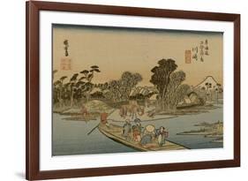 The Ferry from Kawasaki Travel Out to the Other Side, Mount Fuji in the Distance-Utagawa Hiroshige-Framed Premium Giclee Print