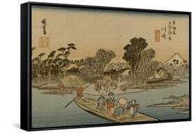 The Ferry from Kawasaki Travel Out to the Other Side, Mount Fuji in the Distance-Utagawa Hiroshige-Framed Stretched Canvas