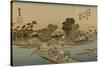 The Ferry from Kawasaki Travel Out to the Other Side, Mount Fuji in the Distance-Utagawa Hiroshige-Stretched Canvas