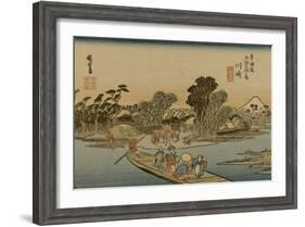 The Ferry from Kawasaki Travel Out to the Other Side, Mount Fuji in the Distance-Utagawa Hiroshige-Framed Art Print