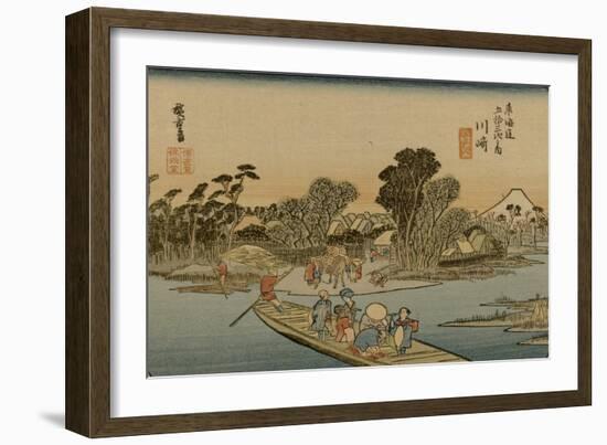 The Ferry from Kawasaki Travel Out to the Other Side, Mount Fuji in the Distance-Utagawa Hiroshige-Framed Art Print