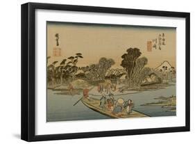 The Ferry from Kawasaki Travel Out to the Other Side, Mount Fuji in the Distance-Utagawa Hiroshige-Framed Art Print