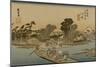 The Ferry from Kawasaki Travel Out to the Other Side, Mount Fuji in the Distance-Utagawa Hiroshige-Mounted Art Print