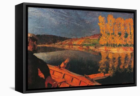 The Ferryman, Cipa Godebski in a Boat on the Yonne-Edouard Vuillard-Framed Stretched Canvas