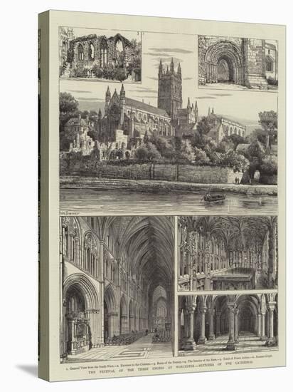 The Festival of the Three Choirs at Worcester, Sketches of the Cathedral-Henry William Brewer-Stretched Canvas