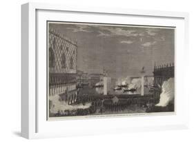 The Festivities at Venice, Fireworks and Illuminations on the Piazzetta-null-Framed Giclee Print