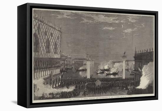 The Festivities at Venice, Fireworks and Illuminations on the Piazzetta-null-Framed Stretched Canvas