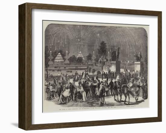 The Fetes at Paris, Fireworks and Illuminations at the Trocadero, Sketched from the Champ De Mars-A Provost-Framed Giclee Print