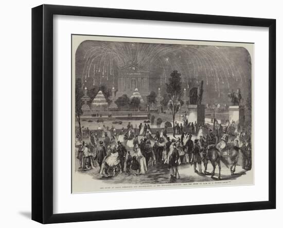 The Fetes at Paris, Fireworks and Illuminations at the Trocadero, Sketched from the Champ De Mars-A Provost-Framed Giclee Print