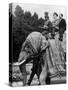 The Field Marshal Georgi Joukov, Soviet Defence Minister in New Delhi in India on an Elephant, 1957-null-Stretched Canvas
