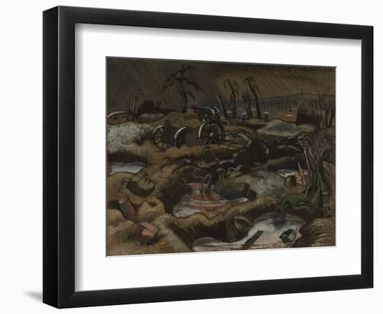 The Field of Passchendaele, C.1917 (Pen & Ink with W/C on Paper)-Paul Nash-Framed Giclee Print