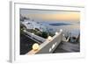 The Fiery Red Sky on the Aegean Sea after Sunset Seen from the Typical Terraces of Firostefani-Roberto Moiola-Framed Photographic Print