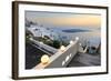 The Fiery Red Sky on the Aegean Sea after Sunset Seen from the Typical Terraces of Firostefani-Roberto Moiola-Framed Photographic Print