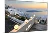 The Fiery Red Sky on the Aegean Sea after Sunset Seen from the Typical Terraces of Firostefani-Roberto Moiola-Mounted Photographic Print