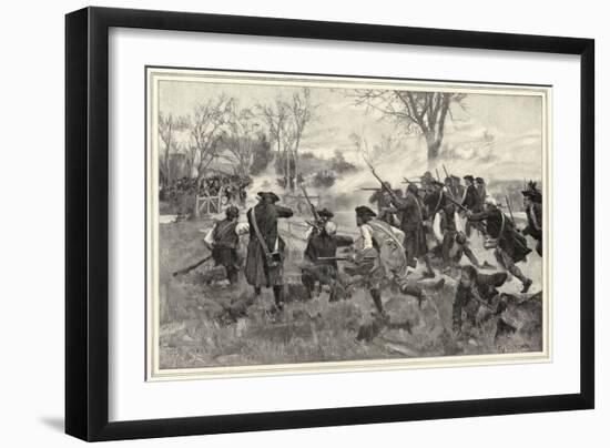 The Fight at Concord Bridge-F.c. Yohn-Framed Art Print