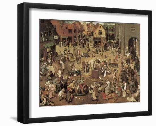 The Fight Between Carnival and Lent-Pieter Bruegel the Elder-Framed Art Print