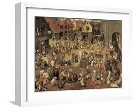 The Fight Between Carnival and Lent-Pieter Bruegel the Elder-Framed Art Print