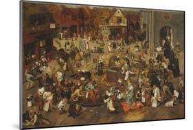 The Fight Between Carnival and Lent-Pieter Bruegel the Elder-Mounted Giclee Print