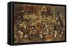 The Fight Between Carnival and Lent-Pieter Bruegel the Elder-Framed Stretched Canvas