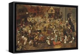 The Fight Between Carnival and Lent-Pieter Bruegel the Elder-Framed Stretched Canvas