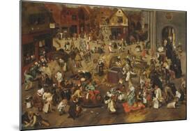 The Fight Between Carnival and Lent-Pieter Bruegel the Elder-Mounted Giclee Print