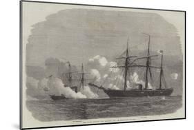 The Fight Between the Alabama and the Kearsarge-Edwin Weedon-Mounted Giclee Print