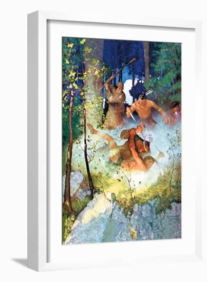 The Fight in the Forest-Newell Convers Wyeth-Framed Art Print