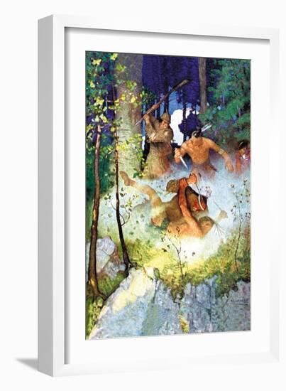 The Fight in the Forest-Newell Convers Wyeth-Framed Art Print