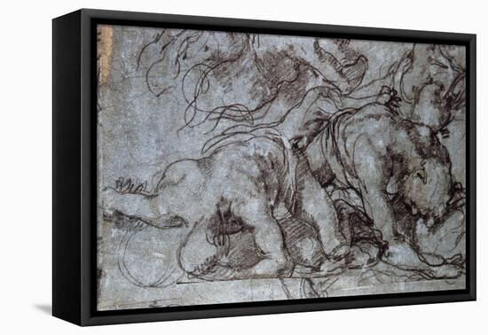 The Fighters, 16th Century-Taddeo Zuccaro-Framed Stretched Canvas