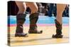 The Fighters in National Boots are Ready to Mongolian Wrestling.-Paha_L-Stretched Canvas