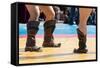 The Fighters in National Boots are Ready to Mongolian Wrestling.-Paha_L-Framed Stretched Canvas